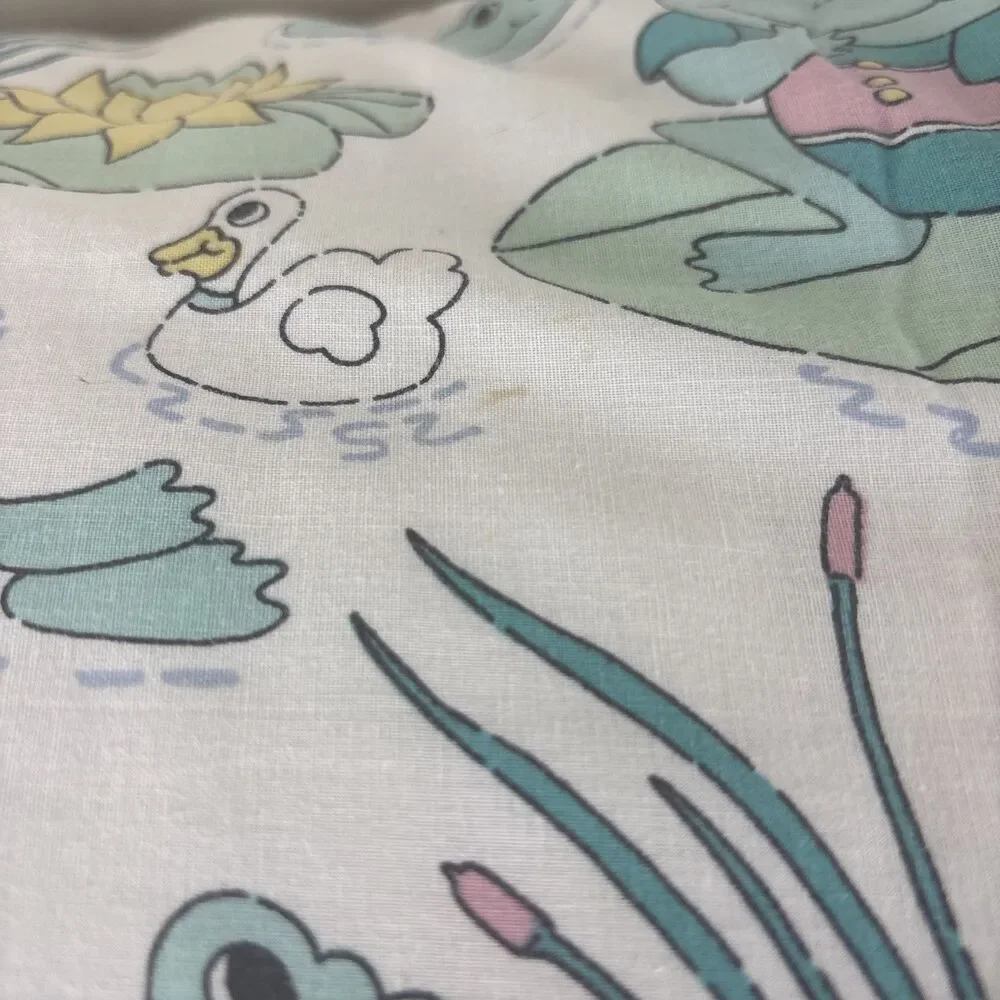 Vtg Debenhams Frog Lily Pad Twin Duvet + Pillowcase Child Kid Bedding RARE READ